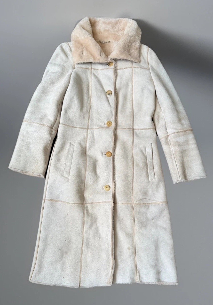 Vintage Salvatore Ferragamo Made In Italy Leather Womens Long Fur Coat Size 40