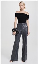 Alice + Olivia Women's Dylan Vegan Leather Pants Gray Size 0