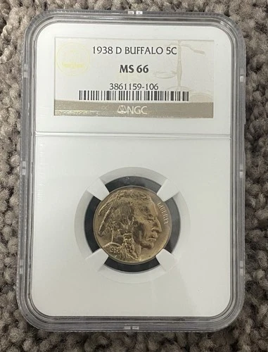 1938 Denver Mint Buffalo Nickel NGC MS66