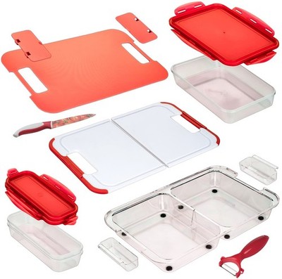 Genius 26282 Slice N Store ROT Set 14-tlg. Schneid und Aufbewahrungssystem