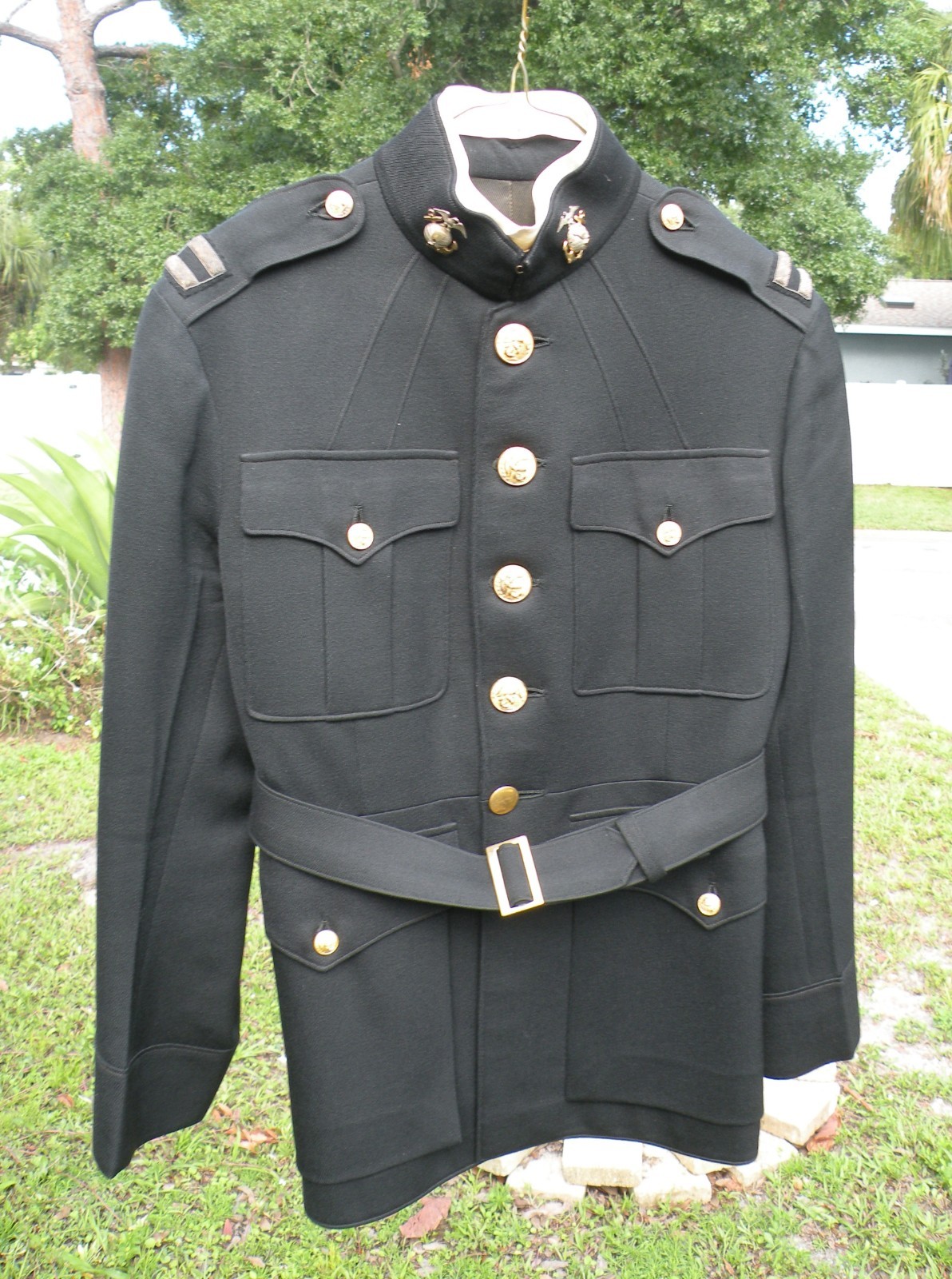 WWII WW2 1938 US Marine Corps USMC Officer Blue Uniform STERLING EGA-COMBAT Off.