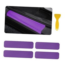 4PCS Car Door Sill Protector with Scraper,Carbon Fiber Car Door Purple