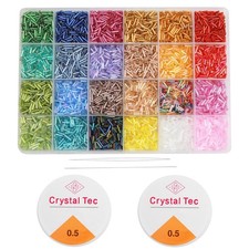 9600pcs Tube Beads Kit for Adults, Glass Bugle Seed Beads for Jewelry Making,...