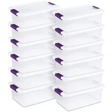 Sterilite 15 Qt. Plastic Stackable Storage Container with Lid, Clear (12 Pack)
