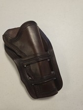 Handmade Leather Triple Loop Western Revolver Holster Tooled Cowboy 10.5  