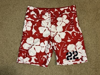 HOLLISTER Red FLoral Board Shorts Swim Trunks Vtg Y2k 90 s Hawaiian MEDIUM READ