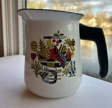 Georges Briard Kaj Franck RARE Enamelware Coffee Pot Pitcher 1960s MCM VTG Fruit