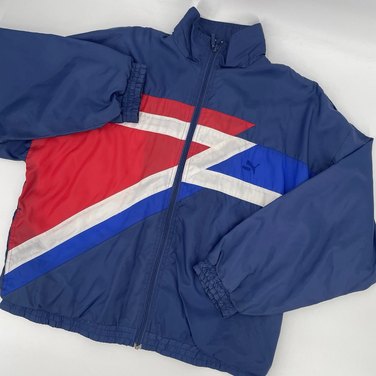 Vintage 90s Puma Men's Size L Red White Blue USA Full Zip