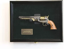 Gun Display Case LARGE Black Solid Wood Handgun Pistol Revolver Lock Shadow Box