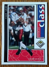 RYAN LEAF, 1998 UD CHOICE ROOKIE CARD #194, CHARGERS. rookie card picture