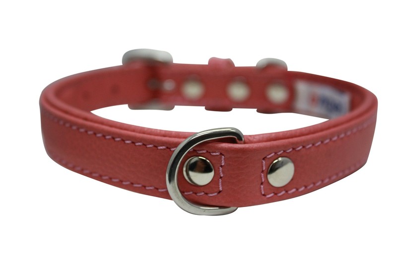 Leather Dog Collar, Padded, Double Ply, 14" x 3/4", Pink, Leather (Alpine) Mi...