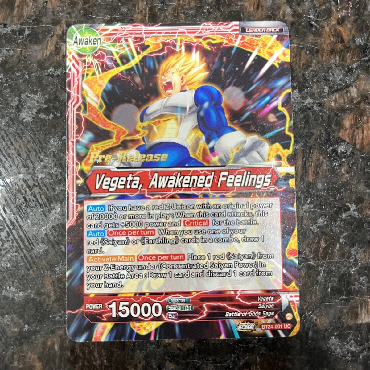 Vegeta Awakened Feelings BT24-001 PRERELEASE Dragon Ball Super