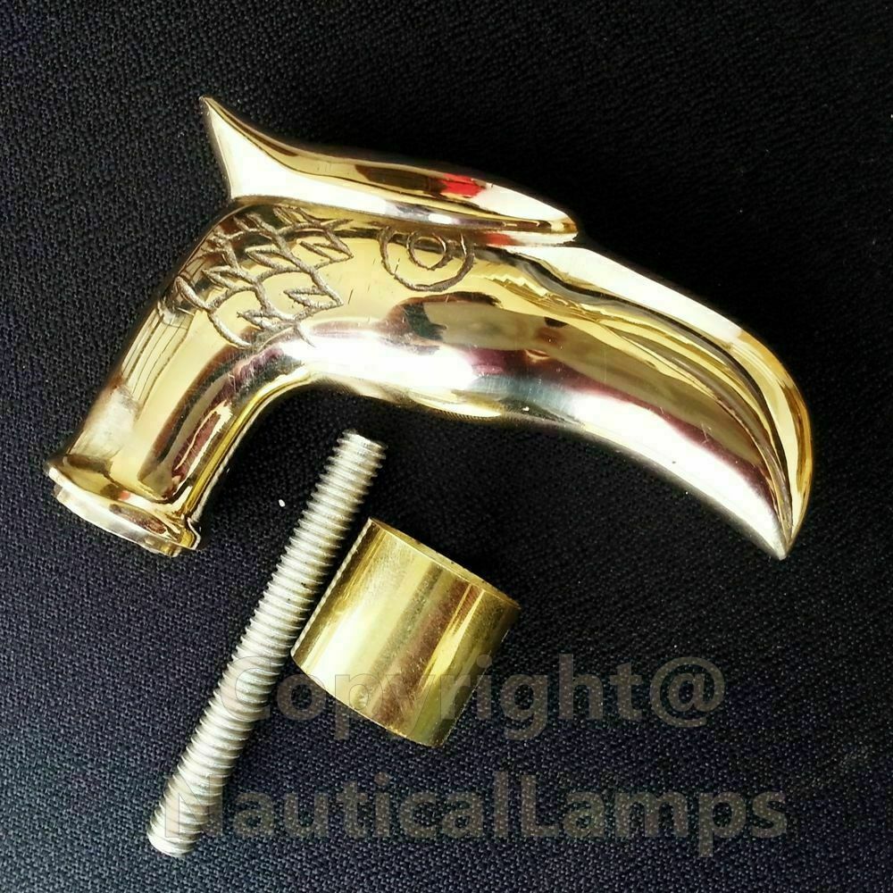 Vintage Solid Brass Eagle Head Handle only handma… - image 1