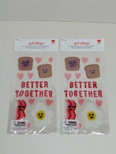 1 Lot of 2 Valentine's Day Better Together PB J Bacon Egg Window Gel Cling