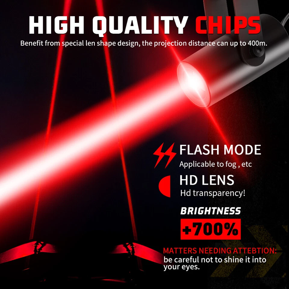 Para Polaris RZR XP UTV ATV 2x LÁSER SIN LÁTIGO LED Rojo Luces Látigo Antena Control Remoto Foto 3 de 4