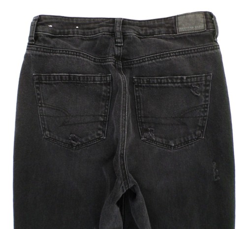 American Eagle Women's Jeans Sz 4 Black Stretch High Waist Distressed Destroyed - Picture 7 of 8