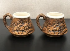 Set/2 Vintage 1958 Treasure Craft Chalkware 'Tale of Tam O' Shanter' Coffee Mugs