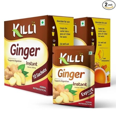KILLI Ginger Instant Ayurvedic Extract, 20 Sachets for Digestion
