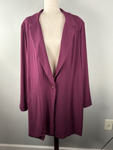 Torrid Blazer Womens 6 / 6X Studio Crepe Longline Jacket Burgundy NEW