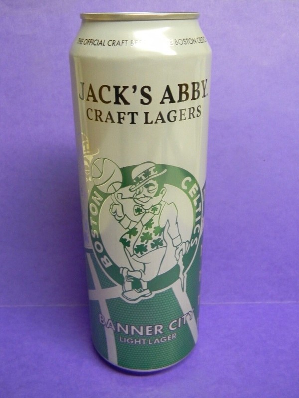 PAINTED 19.2 JACK'S ABBY BOSTON CELTICS BASKETBALL BANNER CITY BEER CAN SHAMROCK