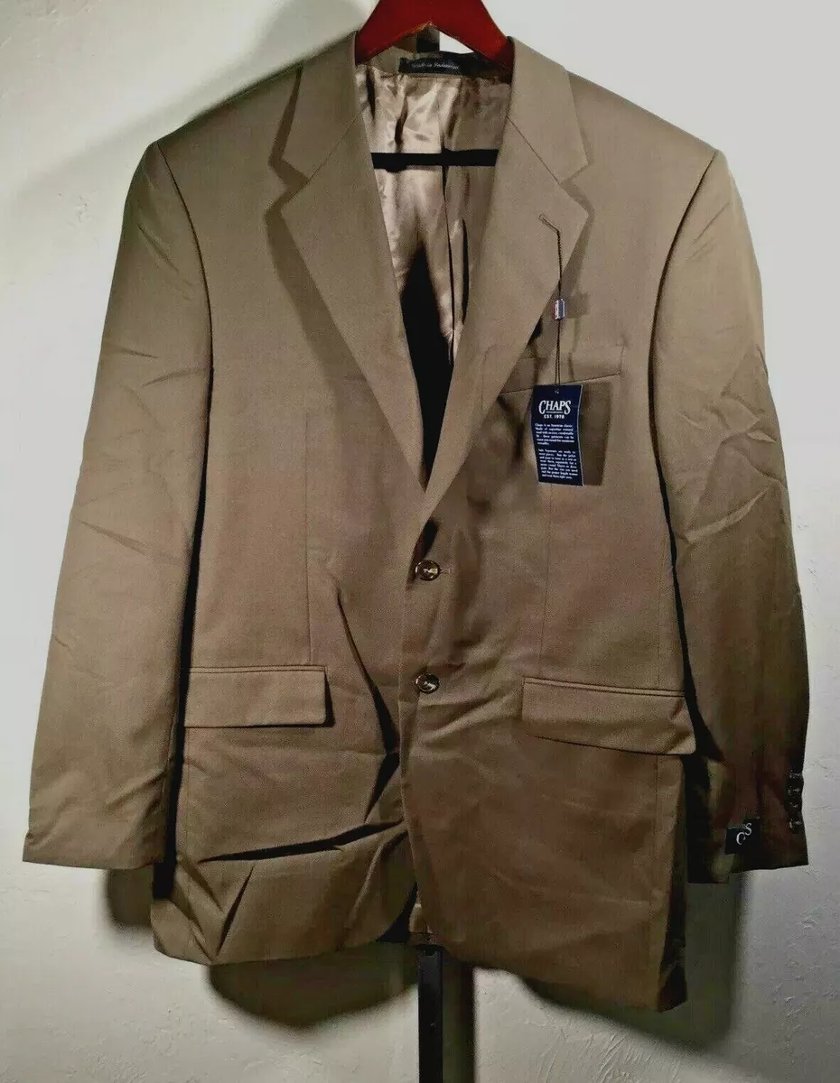 NWT Chaps Ralph Lauren 40L Long Taupe Brown Wool 2 Button Jacket