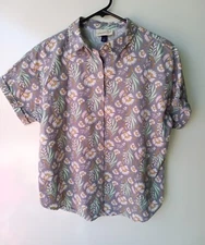 UNIVERSAL THREAD Gray Button Front Women's Short Sleeve Blouse Small