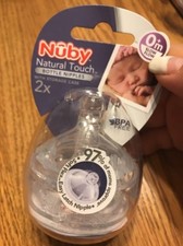 NUBY 2pc NATURAL TOUCH BOTTLE NIPPLES 0m Slow Flow Ships N 24h