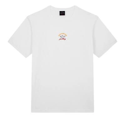 PAUL SHARK T-Shirt Blanc C0P1096 En Coton Bio Avec Logo Manches Courtes - Photo 1/4