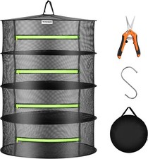 1-pack 4-layer Mesh Drying Rack Hanging Design W Green Zippers For Dehydrating