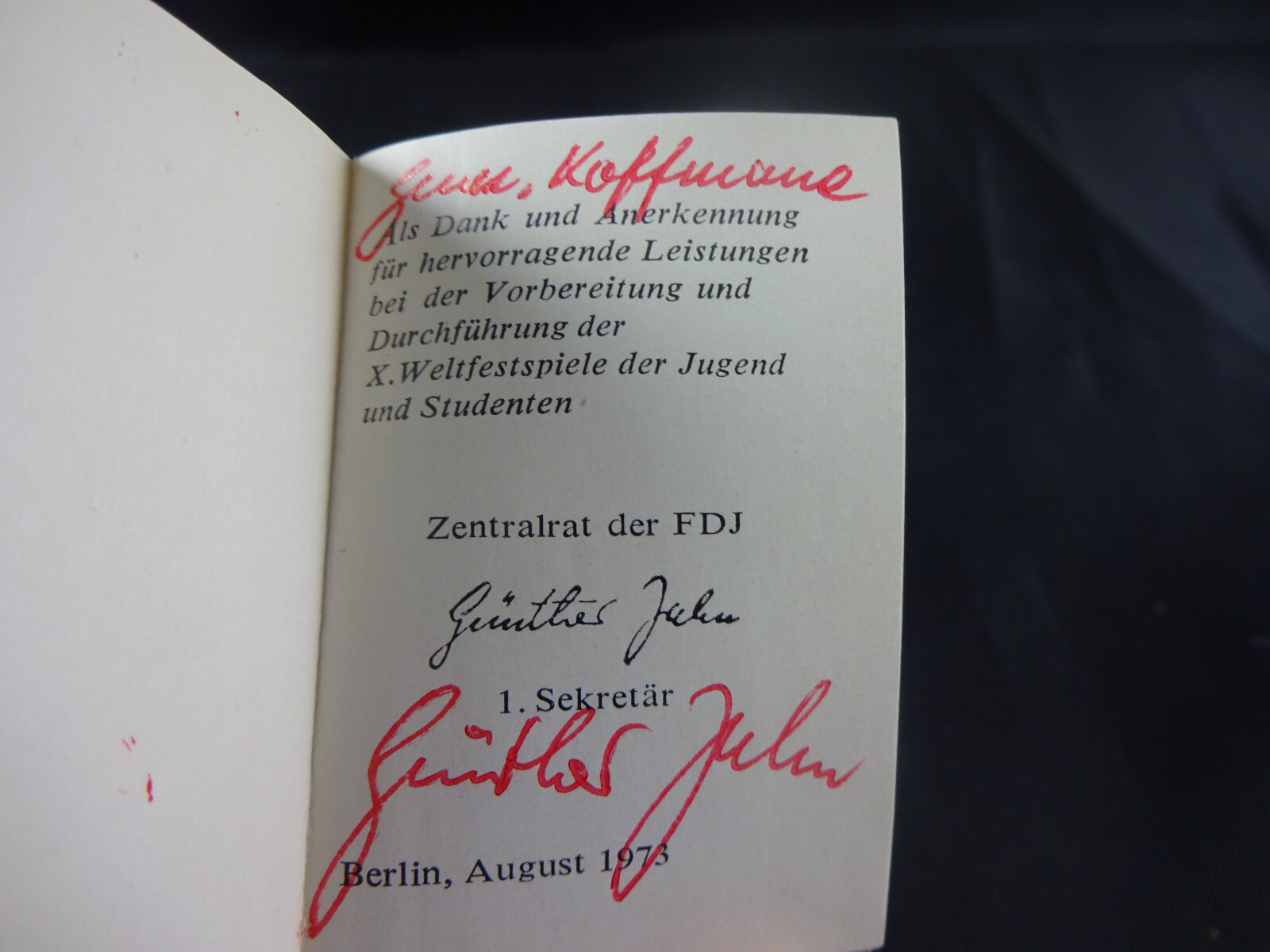 DDR Minibuch - Die Jugend der DDR und die Aufgaben unserer Zeit - signiert Jahn