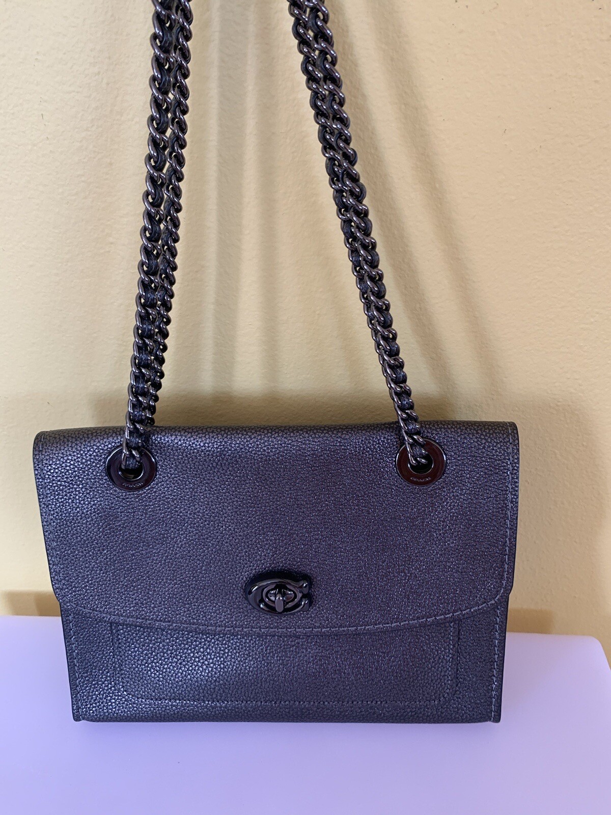 Coach Metallic Leather Crossbody Handbag Shoulder Bag Gem