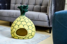 Pineapple Design Felted Cat Cave Handmade Wool House Pet Bed For Your Pet Love
