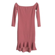 Guess Sz M Midi Dress Off Shoulders Ruffle Hem Long Sleeves