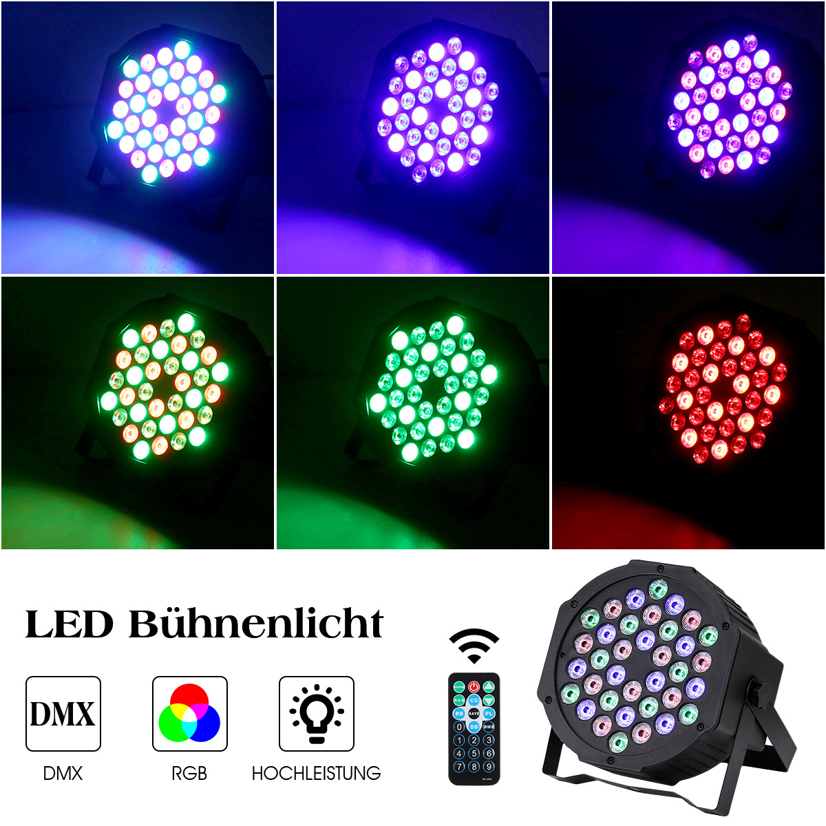 1/2/4x 36W LED Par Strahler RGB 36LED Scheinwerfer DMX Bühnenlicht 