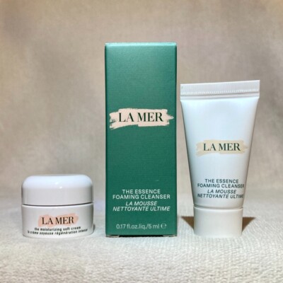 La Mer Sample Set: Essence Foaming Cleanser .17oz +Moisturizing Soft Cream .12oz