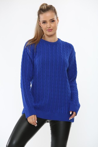 DAMEN RUNDHALS STRICKPULLOVER ALL OVER ZOPFMUSTER LANGARM SUPER WEICH STRICKPULLOVER - Bild 25 von 29