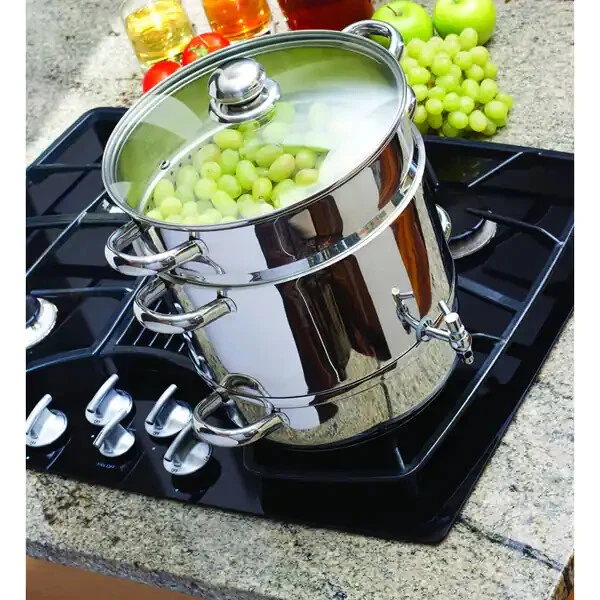 Stainless Steel Stove Top Steam Juice Juicer Extractor Glass Lid Spigot Drain