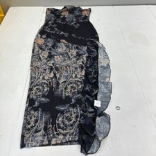 Shein Black Floral Print Ruffle Trim Tube Top Maxi Dress Women's Size Medium NEW