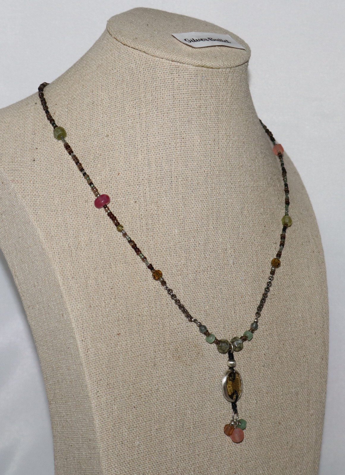 Silpada Sterling Silver Dainty Chalcedony, Glass and Aventurine Necklace N2008