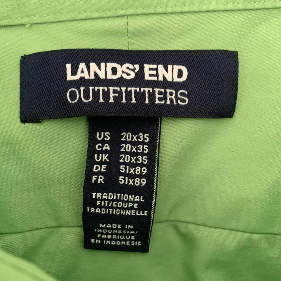 Camisa Lands' End Outfitters Para Hombre 20x35 GRANDE Sin Hierro Tela Ancha Verde 100% Algodón Foto 2 de 4