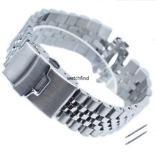 Curved Jubilee Stainless Steel Watch Band Bracelet Strap Clasp for SKX007 SKX009