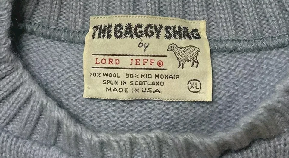 Suéter de Lana Mohair Verdadero Vintage Lord Jeff The Baggy Shag Talla XL Azul Abuelo Foto 2 de 4