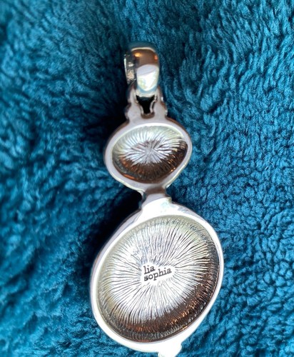 Lia Sophia Pendant Genuine Jasper "Lisa" Slide Silver Tone & Mother of Pearl - Picture 6 of 9