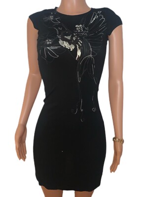 Y2K Black Asian Sequin Romantic Style Fitted A-line Mini Dress party Going  Out | eBay