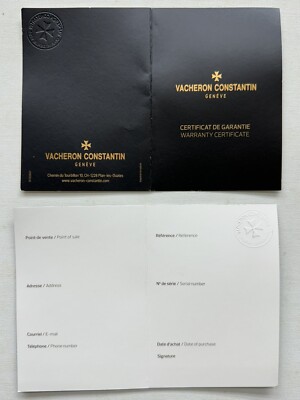 Vacheron Blank Warranty G Cards ( Authentic Item ) Black Color.