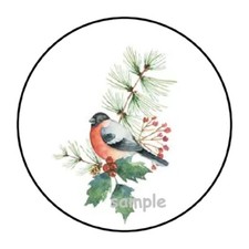 30 CHRISTMAS BIRD ENVELOPE SEALS LABELS STICKERS 1.5" ROUND HOLLY