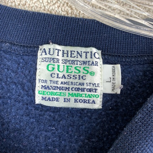 Vintage GUESS Classic Pullover Sweatshirt Youth Boys L Blue Knit Long Sleeve - Picture 4 of 11