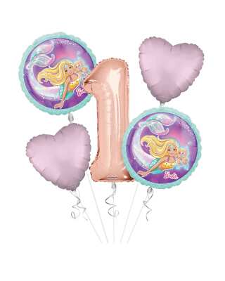 Barbie Mermaid Happy Birthday Balloon Bouquet (5 Balloons) Viva Party