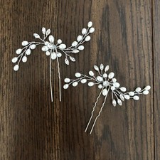 Wedding hairpins hair jewelry silver pearls crystals bride bridesmaid