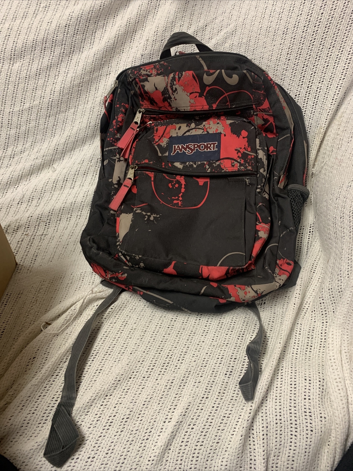 Jansport Graffiti Paint Splatter Backpack Red Black A… Gem